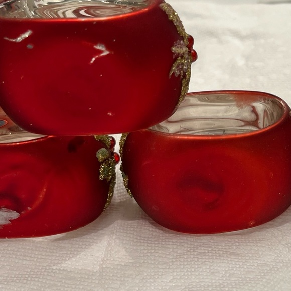BOMBAY Company Christmas Ornament Shaped Place Card Holders Red Glass Set Of 10 - Picture 14 of 16